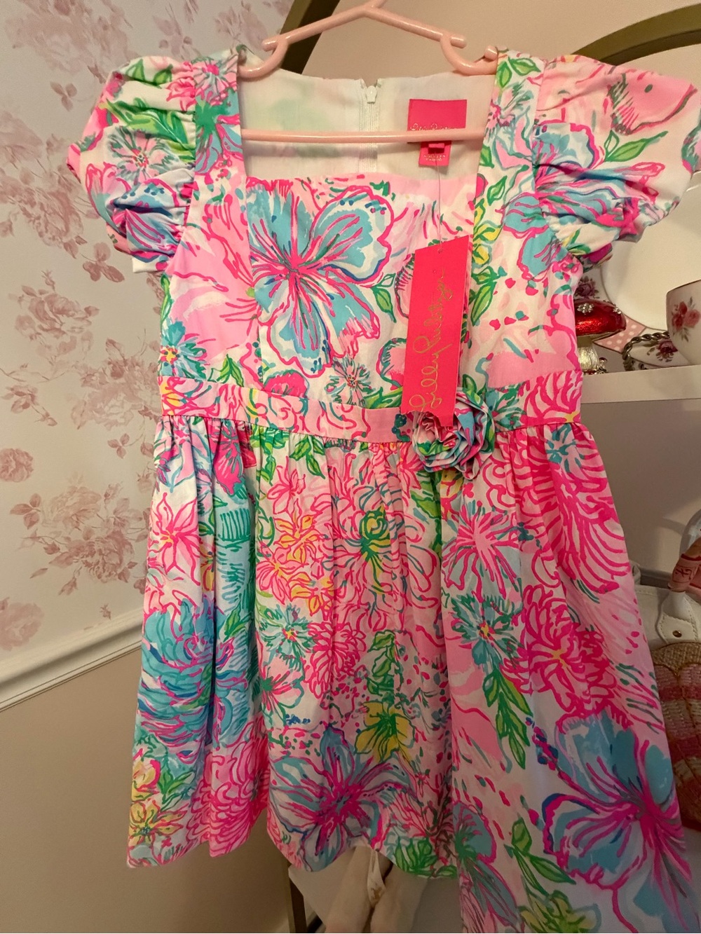 Lilly Pulitzer Pink Multi Floral Puff-Sleeve Dress